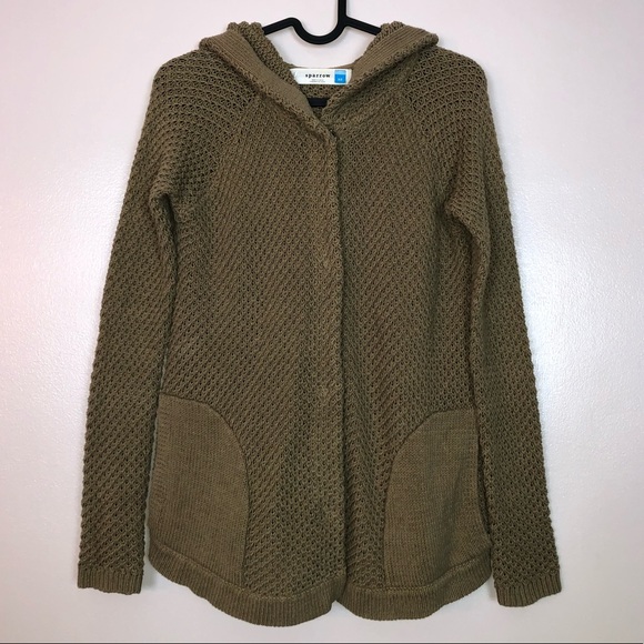 Sparrow | Brown Knit Hooded Sweater with Pockets - Picture 1 of 7